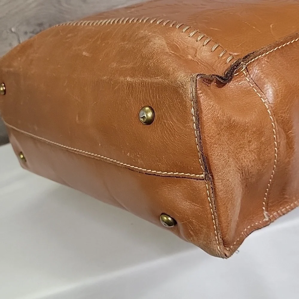 Patricia Nash Brown Tooled Leather Tote Shoulder Bag